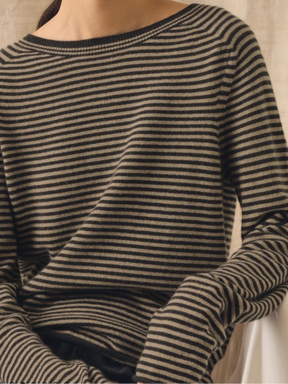 Toast Stripped Wool Cashmere Neat Sweater